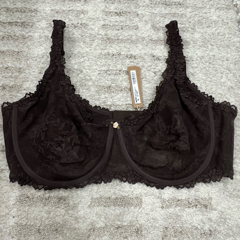 SKIMS Dark Brown Lace Bra